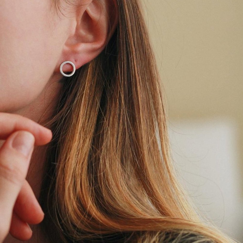 "Circle of Life" Minimalist Simple Stud Earrings - Picture 8 of 8
